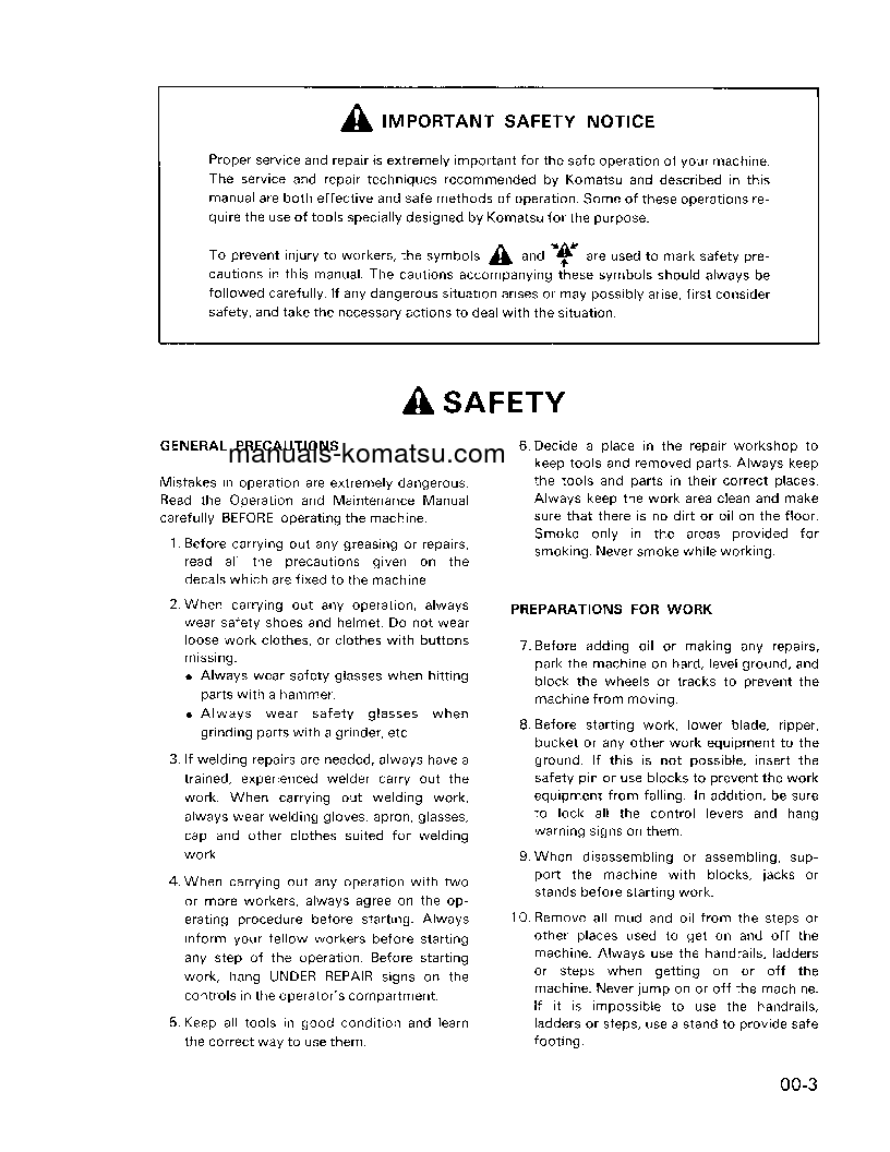 Protected: WA180-1(USA)-L S/N A70012-A70603 Shop (repair) manual (English)