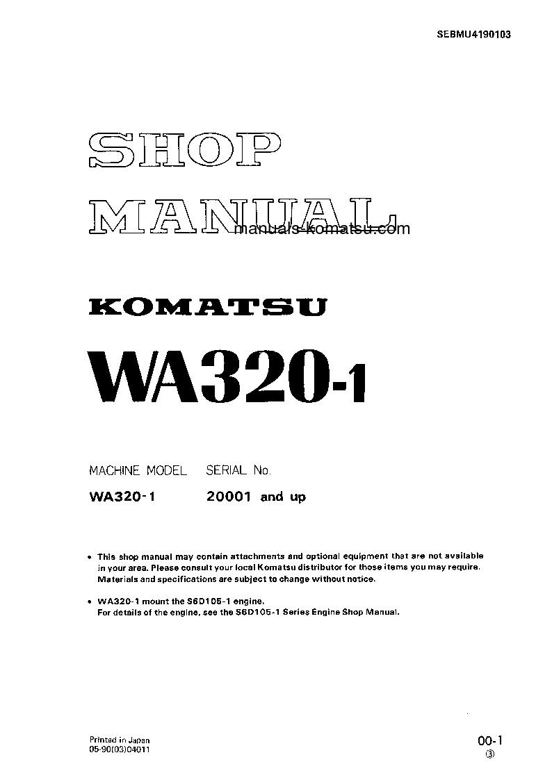 WA320-1(USA)-LC S/N 21001-UP Shop (repair) manual (Portuguese)