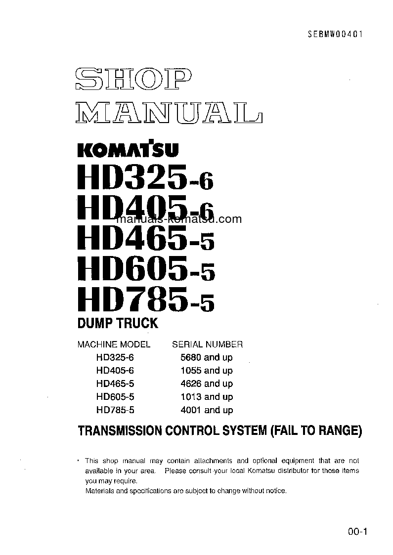 HD465-5(JPN)-TM CNTRL SYSTEM S/N 4626-UP Shop (repair) manual (English)