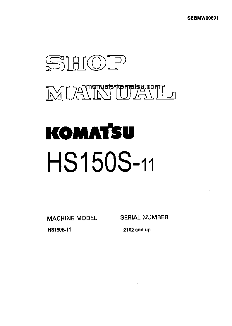 HS150S-11(JPN) S/N 2102-UP Shop (repair) manual (English)