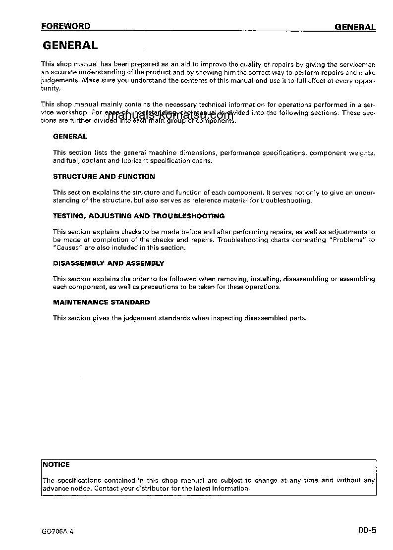 Protected: GD705A-4(JPN)–40C DEGREE S/N 23114-UP Shop (repair) manual (English)
