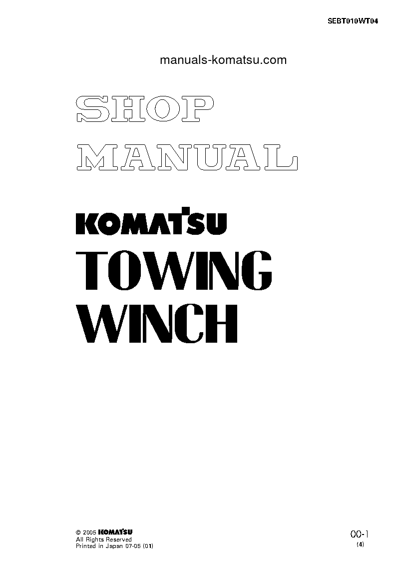 DWC050-2(JPN)-TOWING WINCH FOR D50A, P-17 Shop (repair) manual (English)