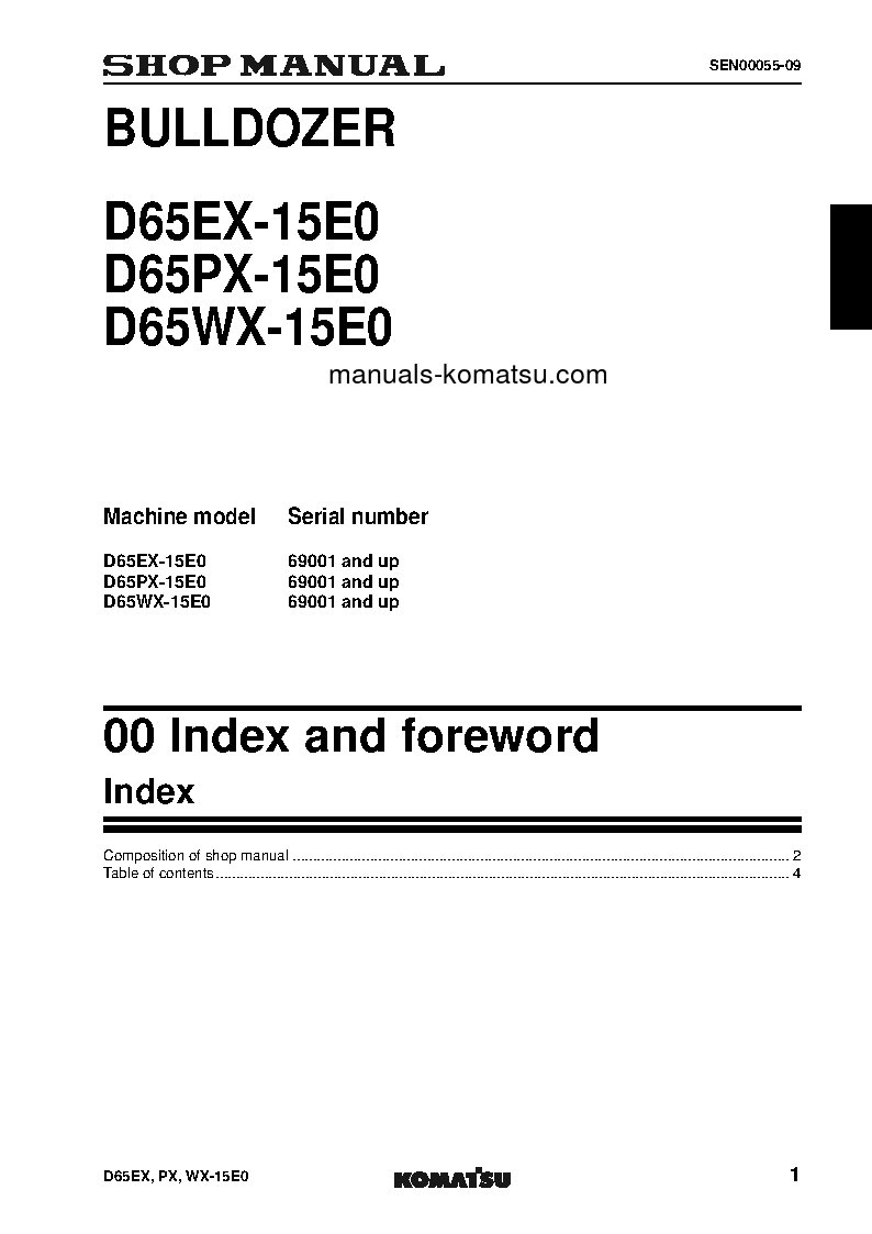 Protected: D65EX-15(JPN)-E0, PLUS UNDERCARRIAGE S/N 69001-UP Shop (repair) manual (English)