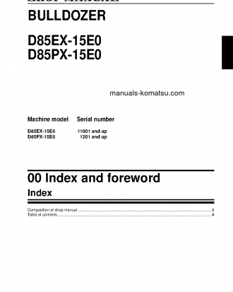 D85PX-15(JPN)-TIER3 S/N 1201-UP Shop (repair) manual (English)