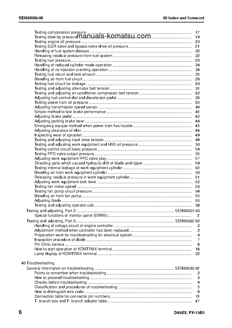 Protected: D85EX-15(JPN)-TIER3 S/N 11001-UP Shop (repair) manual (English)
