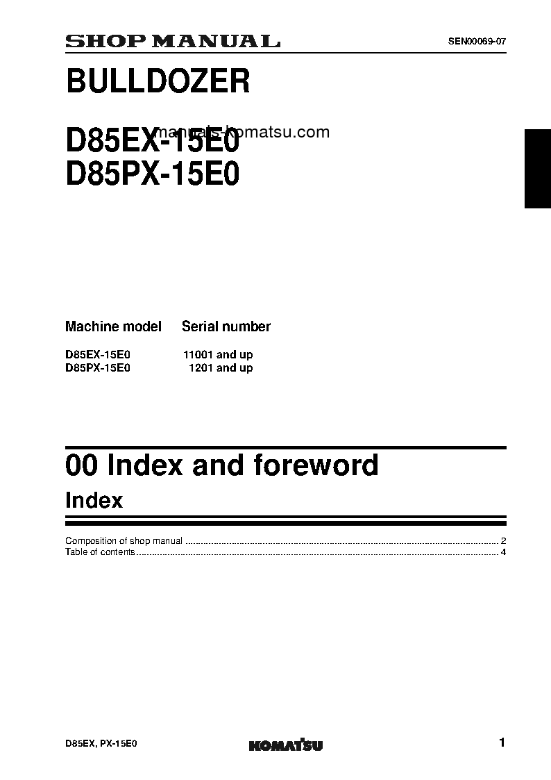 Protected: D85EX-15(JPN)-E0 S/N 11001-UP Shop (repair) manual (English)