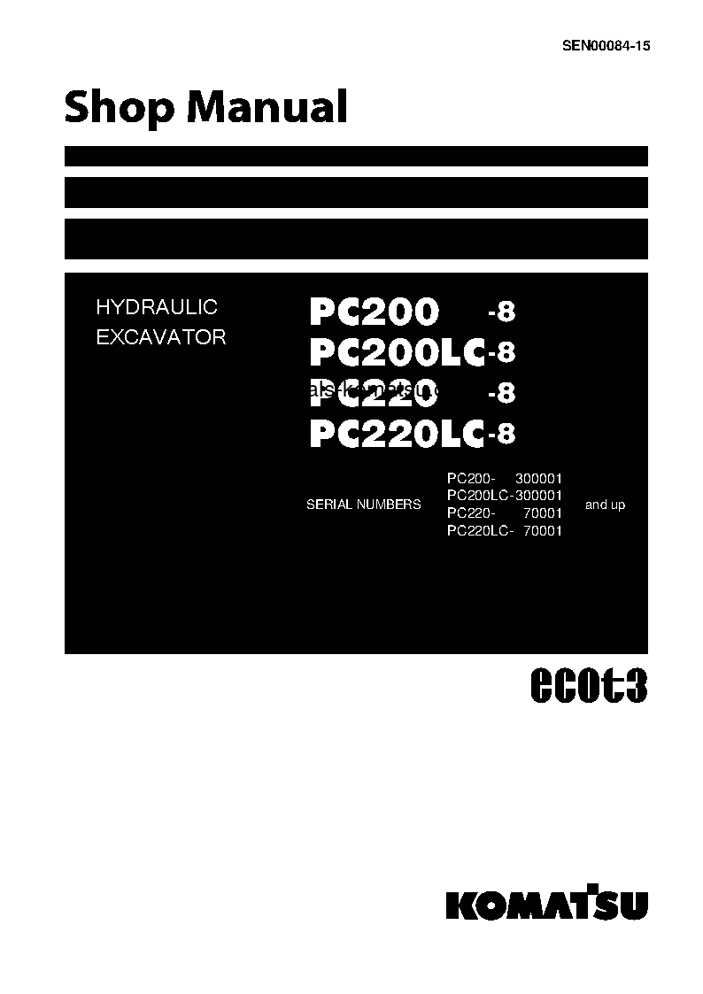 PC200LC-8(THA)-ECOT S/N C60001-UP Shop (repair) manual (English)