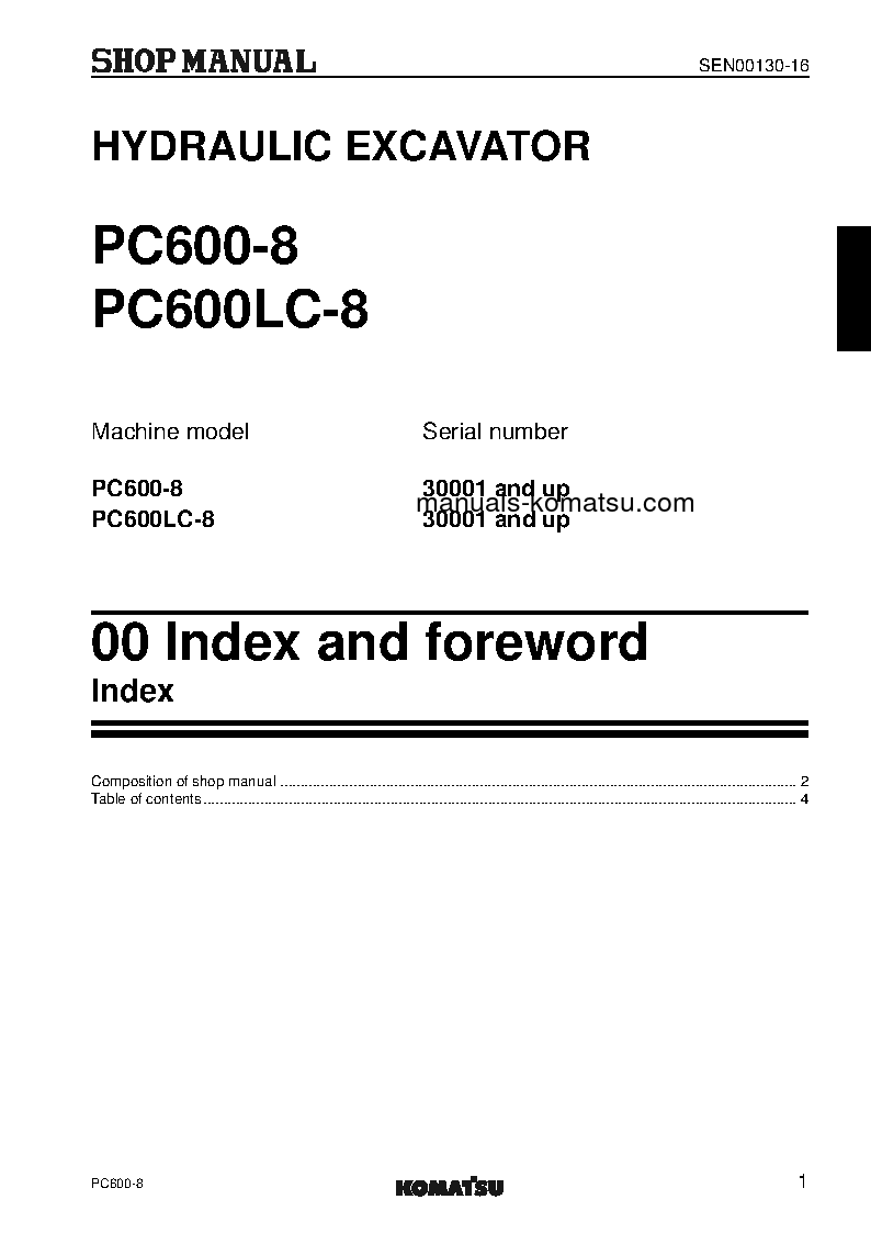 Protected: PC600LC-8(JPN) S/N 30001-UP Shop (repair) manual (English)