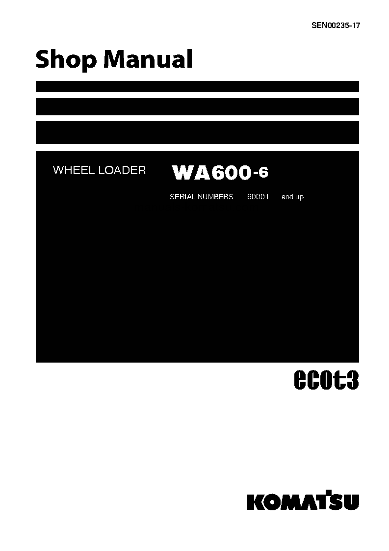WA600-6(JPN) S/N 60001-UP Shop (repair) manual (English)