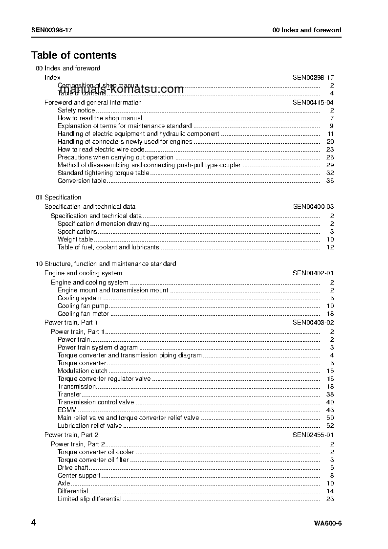 Protected: WA600-6(JPN) S/N 60001-UP Shop (repair) manual (English)