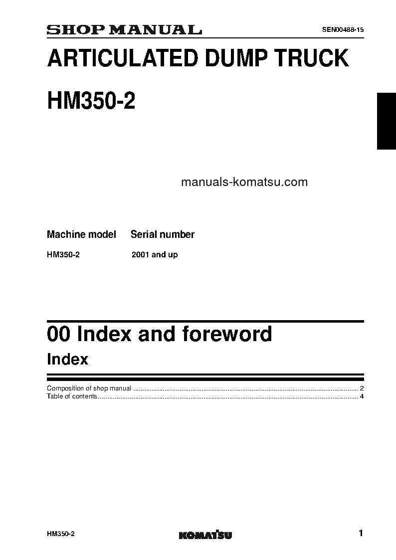 Protected: HM350-2(JPN) S/N 2001-UP Shop (repair) manual (English)