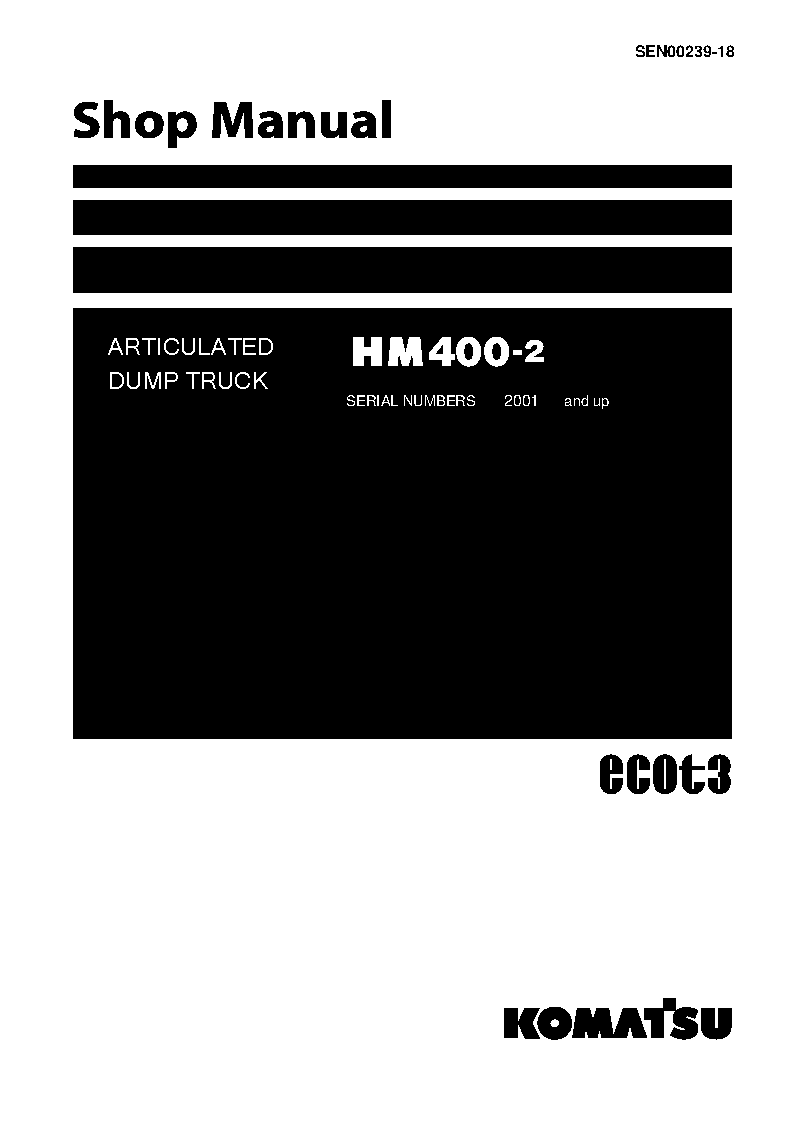HM400-2(JPN) S/N 2001-UP Shop (repair) manual (English)