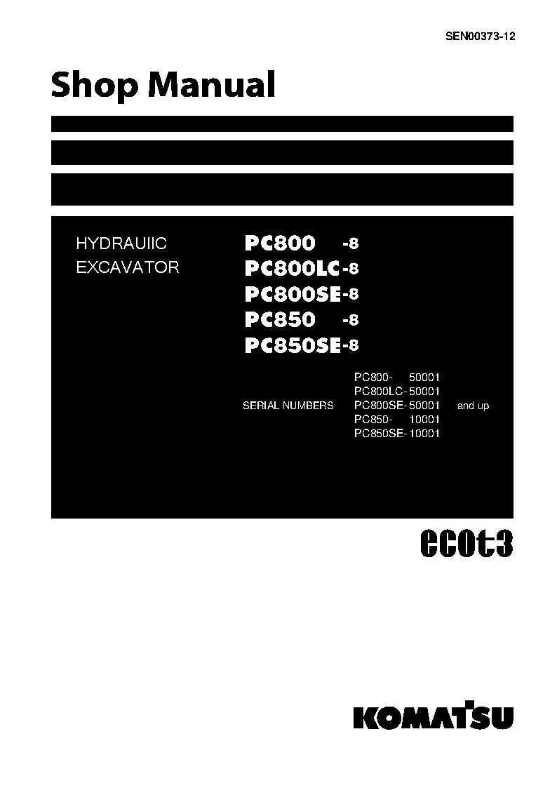 PC800-8(JPN) S/N 50001-UP Shop (repair) manual (English)