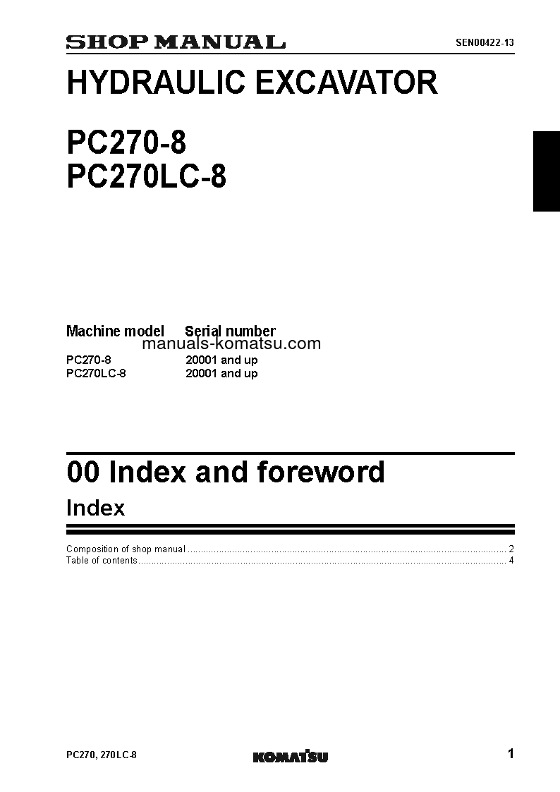 Protected: PC270LC-8(JPN)-WORK EQUIPMENT GREASE 500H S/N 20001-UP Shop (repair) manual (English)