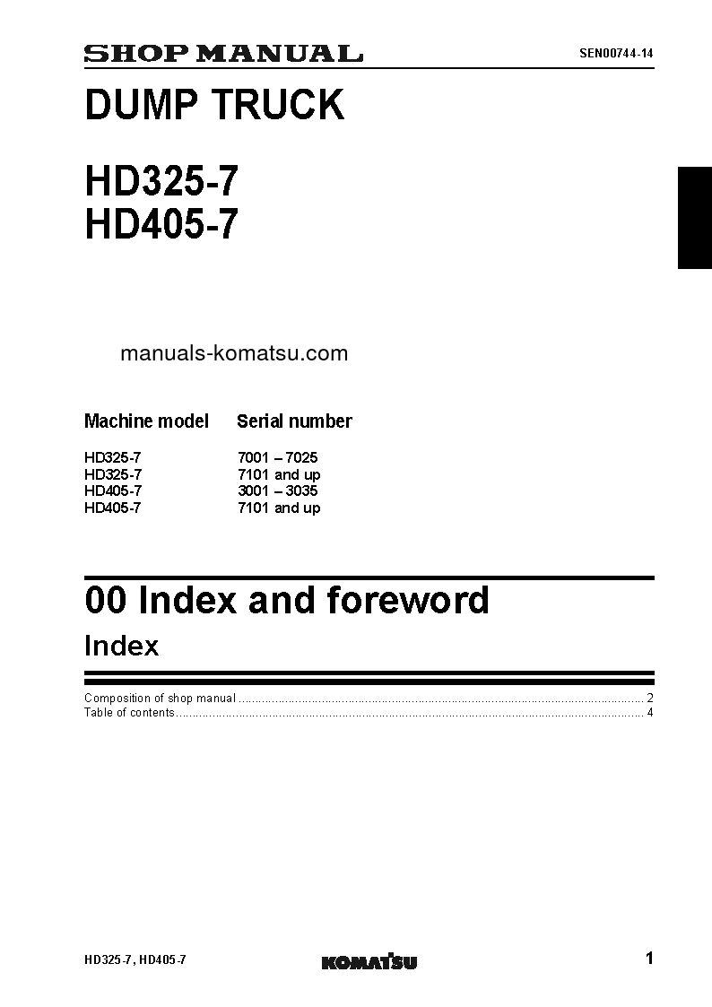Protected: HD325-7(JPN) S/N 7001-7025 Shop (repair) manual (English)