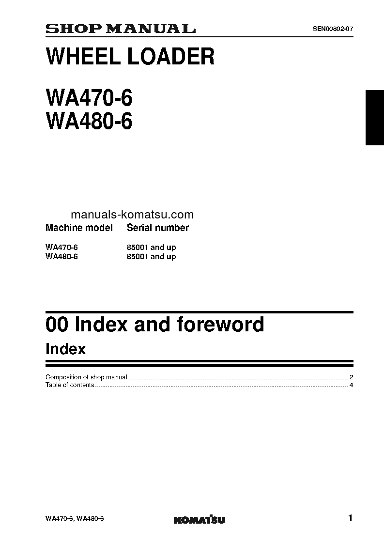 Protected: WA470-6(JPN) S/N 85001-90000 Shop (repair) manual (English)
