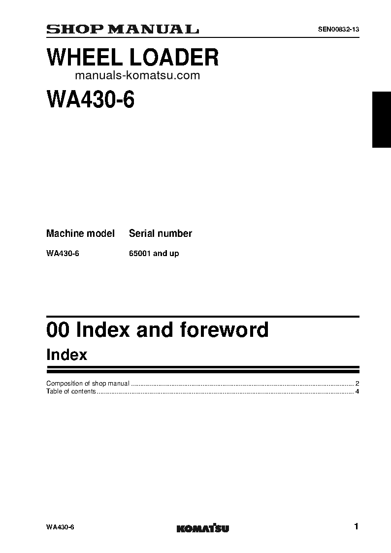 Protected: WA430-6(JPN) S/N 65001-UP Shop (repair) manual (English)