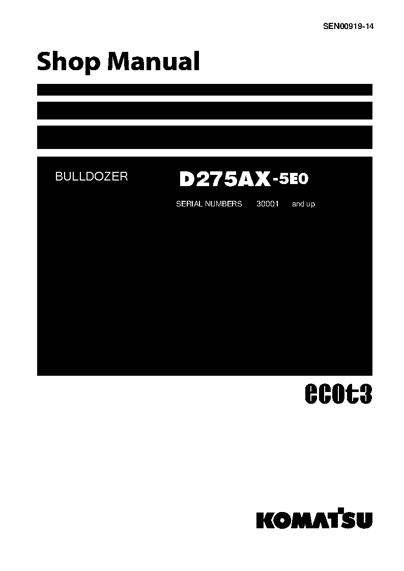 D275AX-5(JPN)-TIER3 S/N 30001-UP Shop (repair) manual (English)