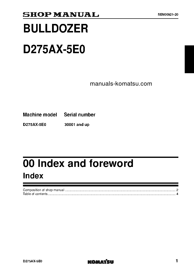 Protected: D275AX-5(JPN)-E0 S/N 30001-UP Shop (repair) manual (English)