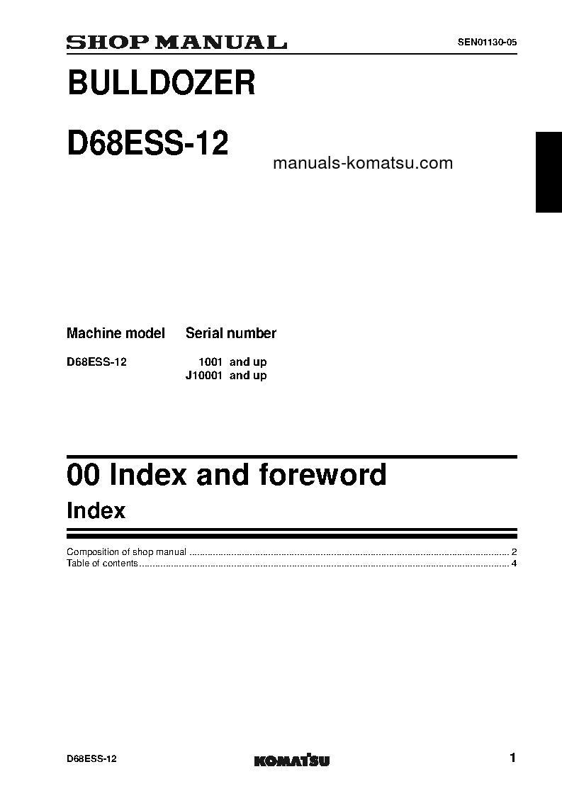 Protected: D68ESS-12(JPN) S/N 1001-UP Shop (repair) manual (English)