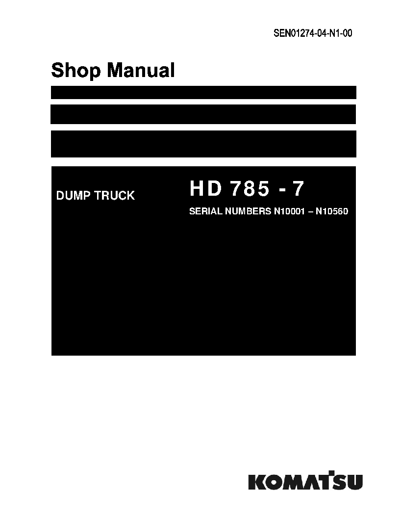 HD785-7(IND)-50C DEGREE M/C SPEC S/N N10001-N10560 Shop (repair) manual (English)