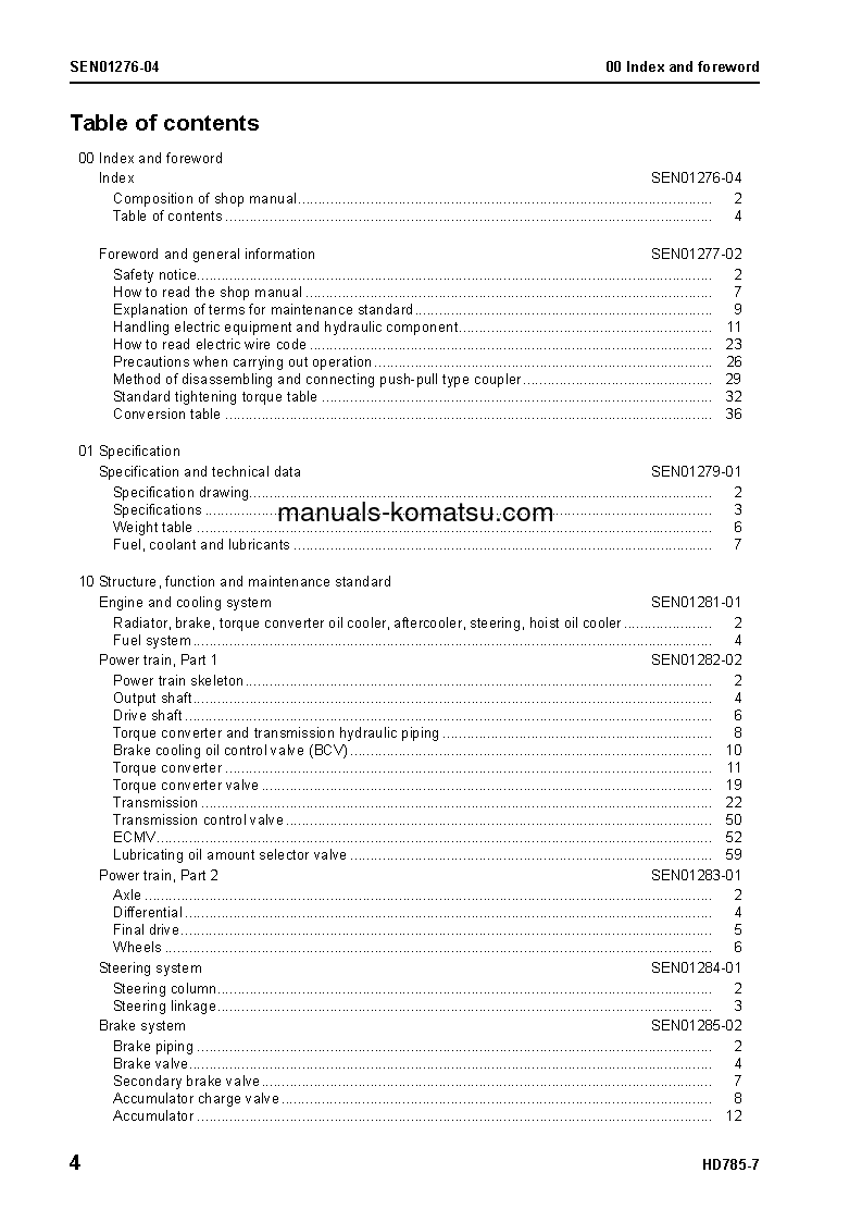 Protected: HD785-7(IND)-50C DEGREE M/C SPEC S/N N10001-N10560 Shop (repair) manual (English)