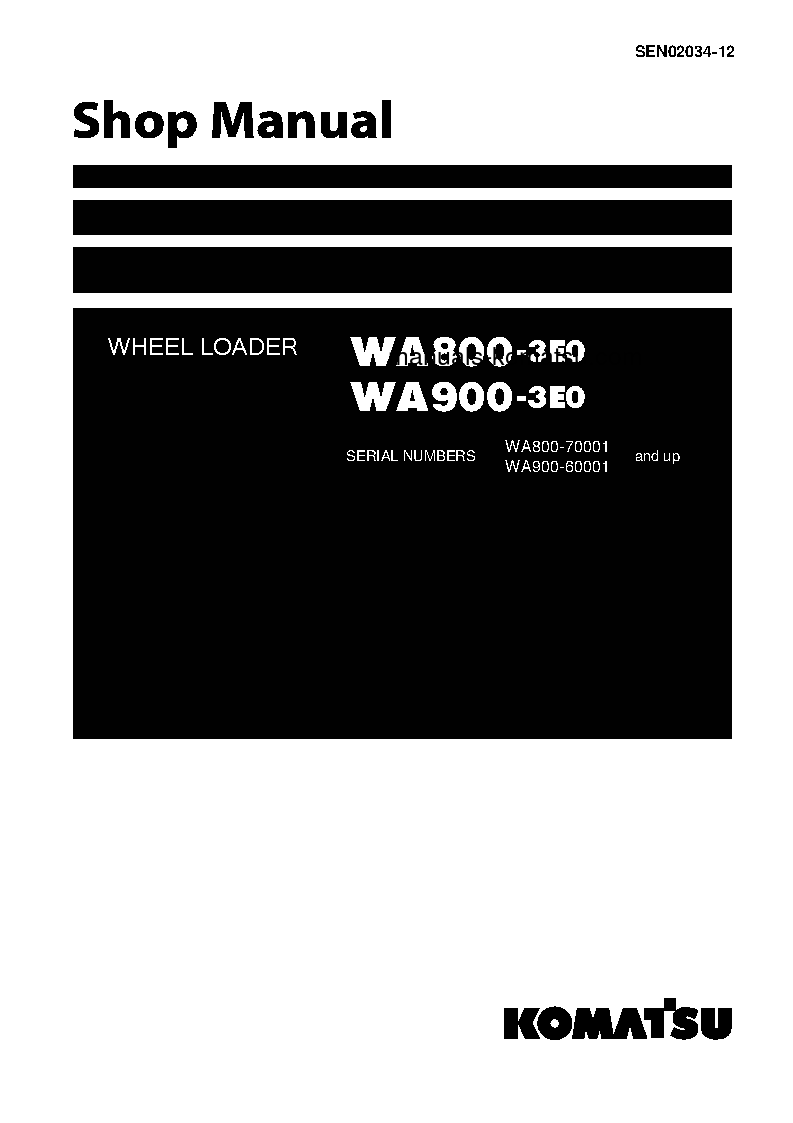 WA800-3(JPN)-TIER2 S/N 70001-UP Shop (repair) manual (English)