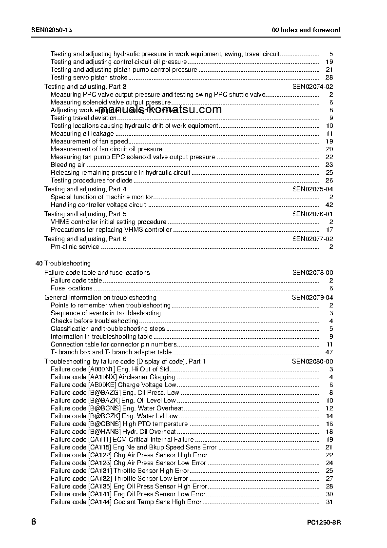 Protected: PC1250-8(JPN)-W/O ERG S/N 35001-UP Shop (repair) manual (English)