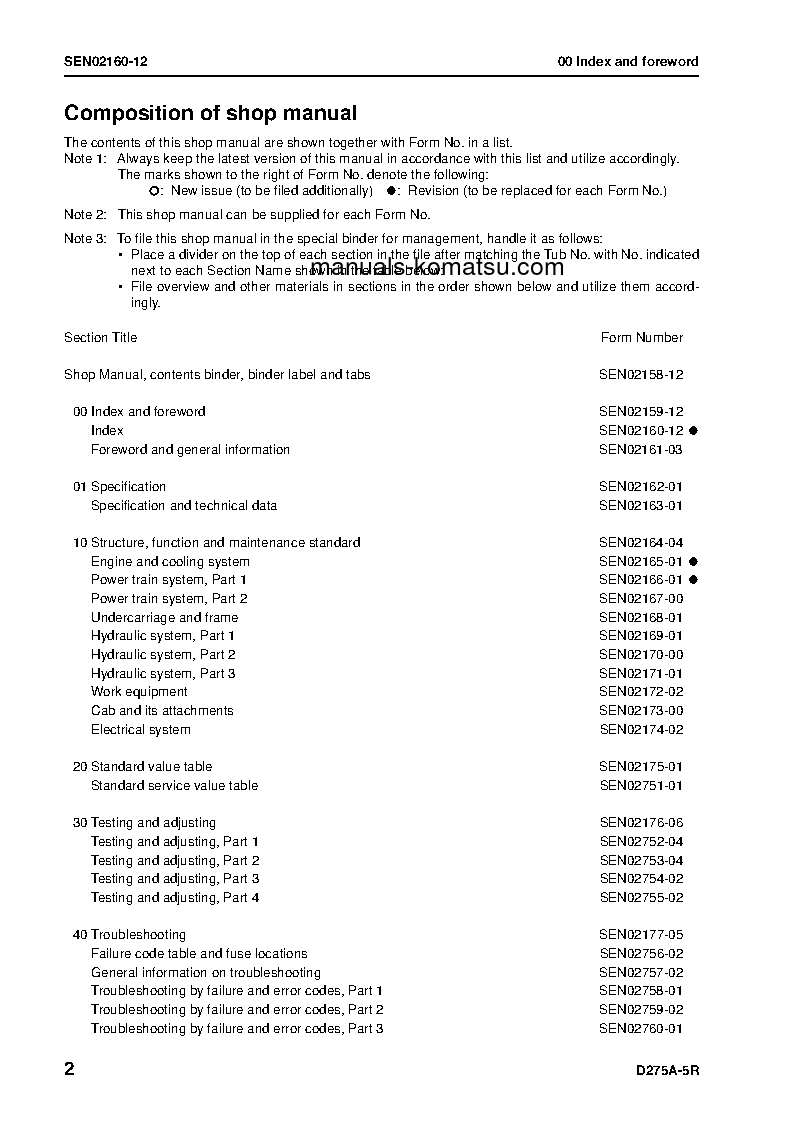 Protected: D275A-5(JPN)-W/O EGR S/N 35001-UP Shop (repair) manual (English)