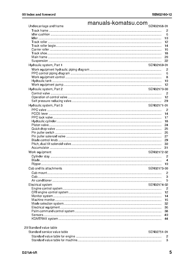 Protected: D275A-5(JPN)-W/O EGR S/N 35001-UP Shop (repair) manual (English)