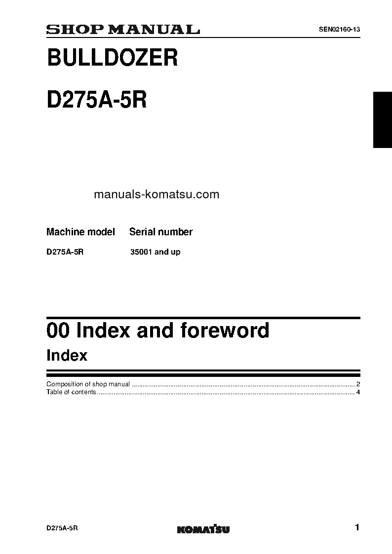 Protected: D275A-5(JPN)-R S/N 35001-UP Shop (repair) manual (English)