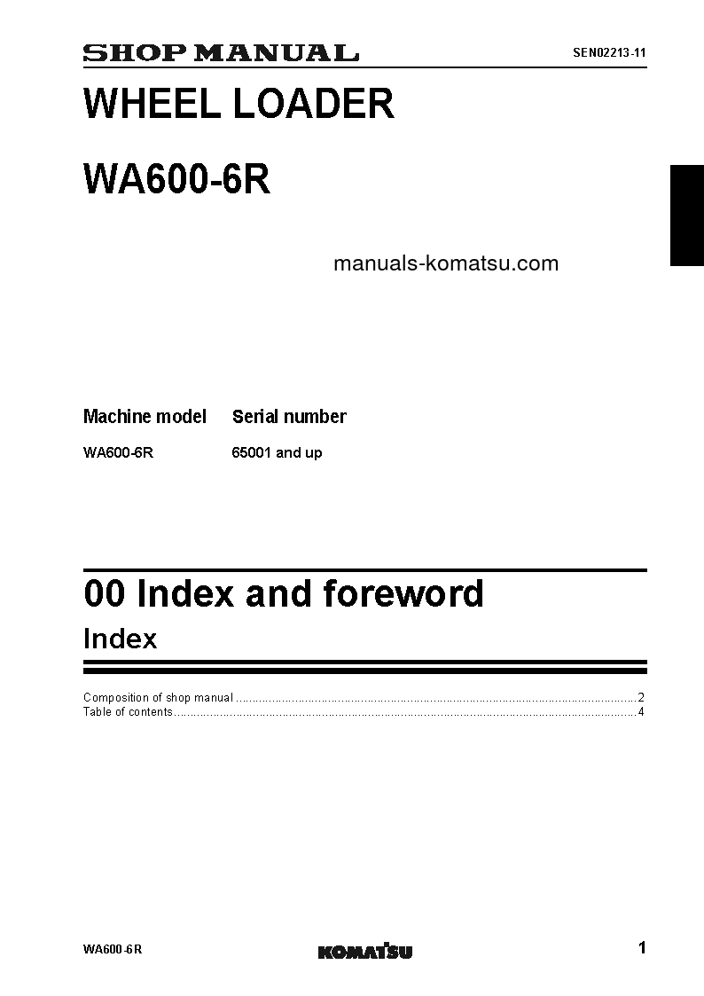 Protected: WA600-6(JPN)-W/O EGR S/N 65001-UP Shop (repair) manual (English)