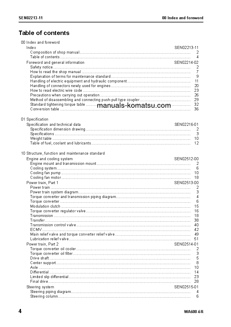 Protected: WA600-6(JPN)-W/O EGR S/N 65001-UP Shop (repair) manual (English)
