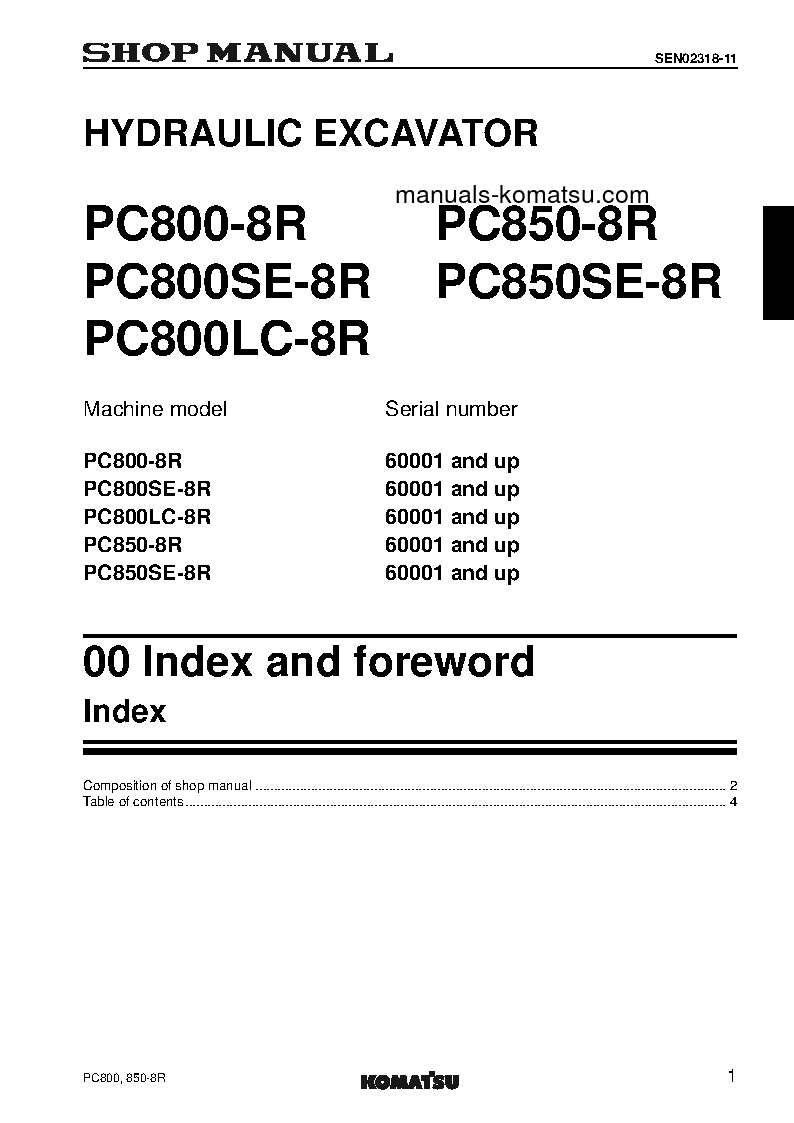 Protected: PC800-8(JPN)-W/O EGR S/N 60001-UP Shop (repair) manual (English)