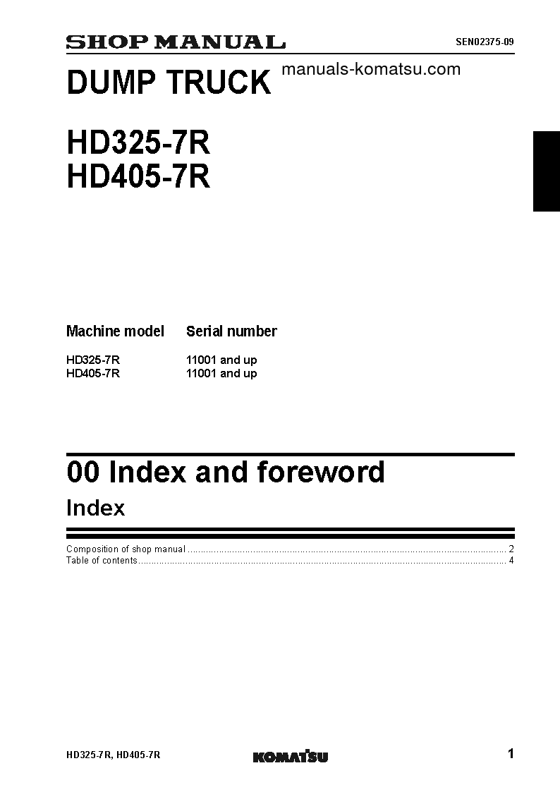 Protected: HD325-7(JPN)-W/O EGR S/N 11001-UP Shop (repair) manual (English)