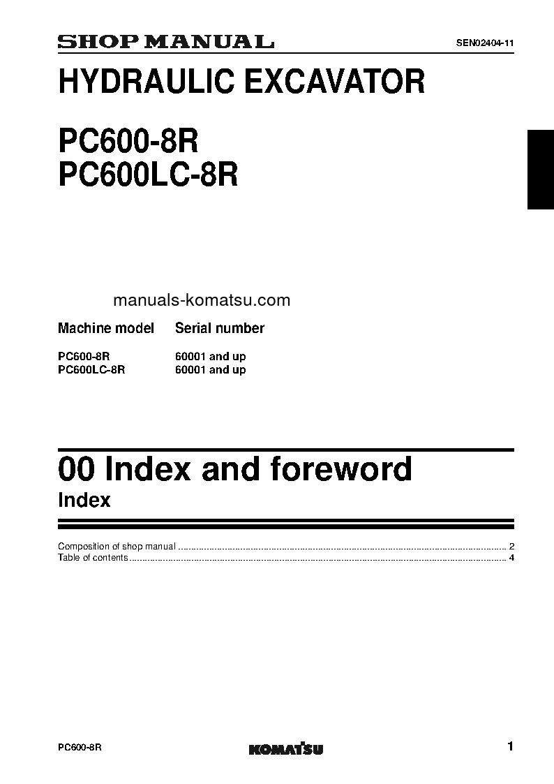 Protected: PC600LC-8(JPN)-W/O EGR S/N 60001-UP Shop (repair) manual (English)