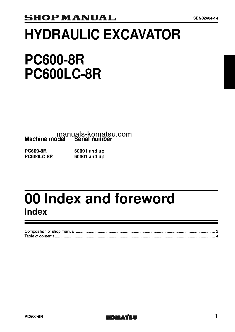 Protected: PC600LC-8(JPN)-R S/N 60001-UP Shop (repair) manual (English)