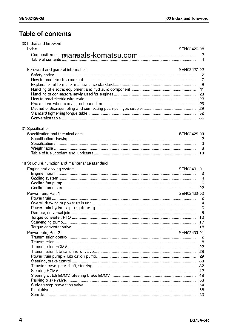 Protected: D375A-5(JPN)-W/O EGR S/N 55001-UP Shop (repair) manual (English)