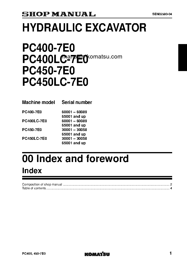Protected: PC400-7(JPN)-TIER3, WORK EQUIPMENT GREASE 500H S/N 60001-60089 Shop (repair) manual (English)