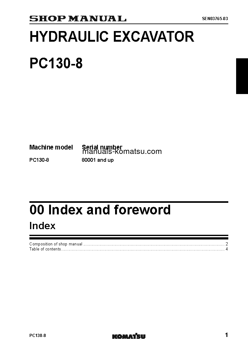 Protected: PC130-8(THA) S/N C30001-UP Shop (repair) manual (English)