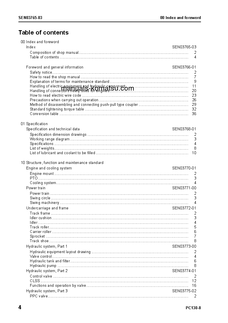 Protected: PC130-8(THA) S/N C30001-UP Shop (repair) manual (English)