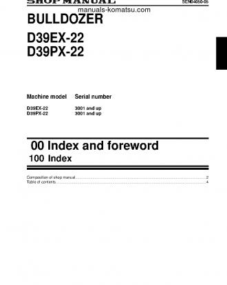 D39PX-22(JPN) S/N 3001-UP Shop (repair) manual (English)