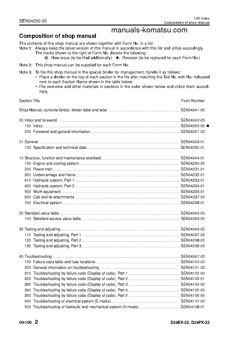 Protected: D39PX-22(JPN) S/N 3001-UP Shop (repair) manual (English)