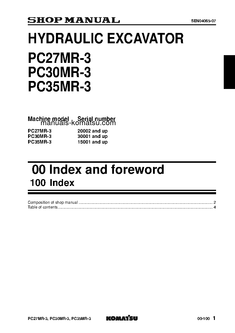 Protected: PC27MR-3(JPN)-FOR CANOPY S/N 20002-UP Shop (repair) manual (English)