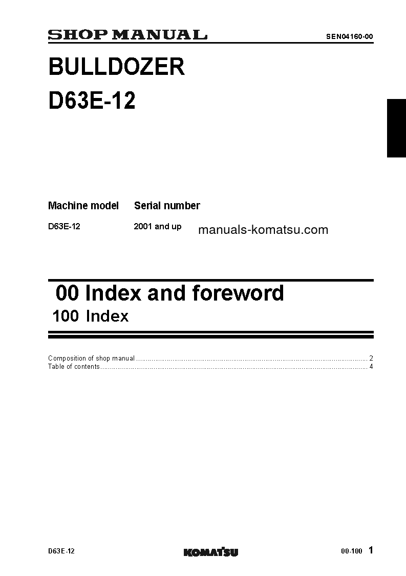 Protected: D63E-12(JPN) S/N 2001-UP Shop (repair) manual (English)