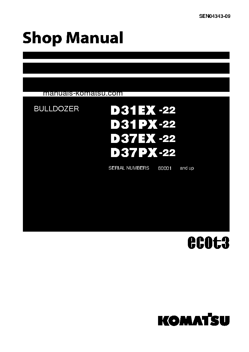 D31PX-22(JPN) S/N 60001-UP Shop (repair) manual (English)