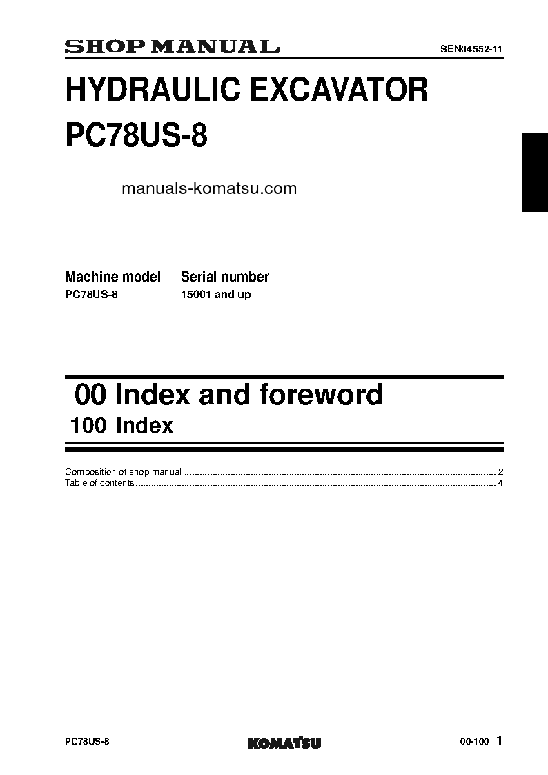 Protected: PC78US-8(JPN)-FOR EU S/N 15001-UP Shop (repair) manual (English)