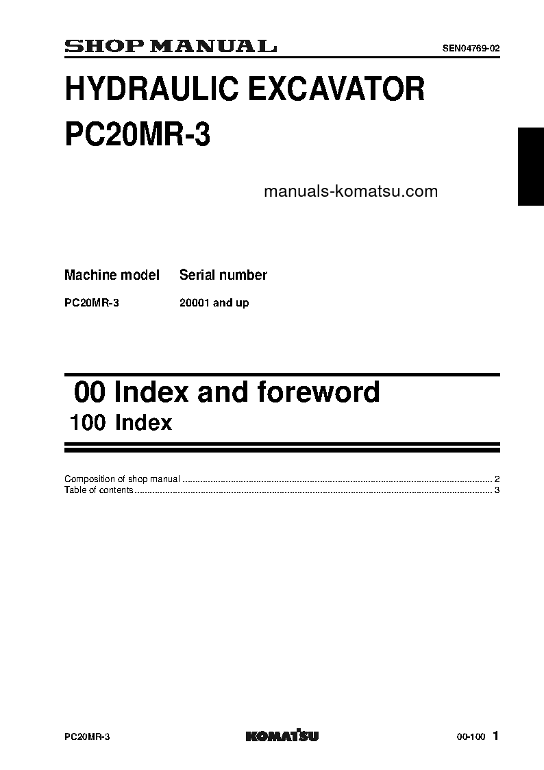 Protected: PC20MR-3(JPN)-FOR CANOPY S/N 20001-UP Shop (repair) manual (English)
