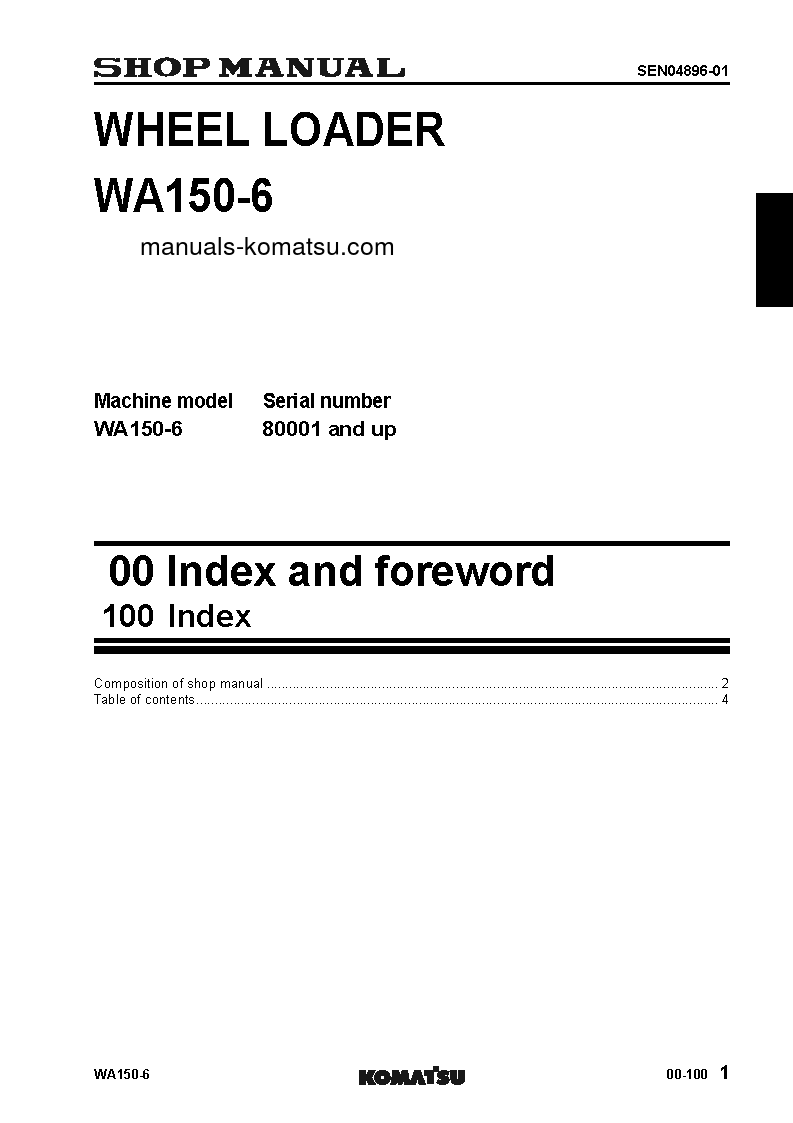 Protected: WA150-6(JPN)-FOR N. AMERICA S/N 80001-UP Shop (repair) manual (English)