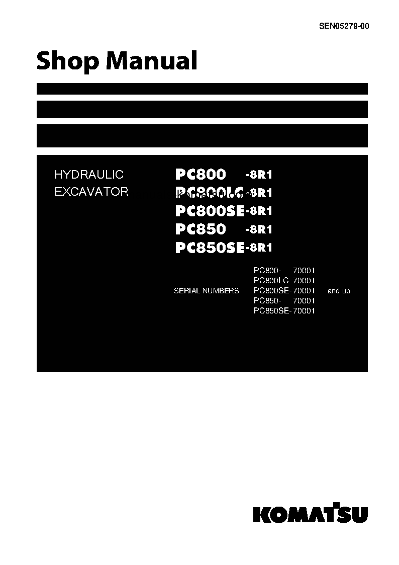 PC800-8(JPN)-R1 S/N 70001-UP Shop (repair) manual (English)